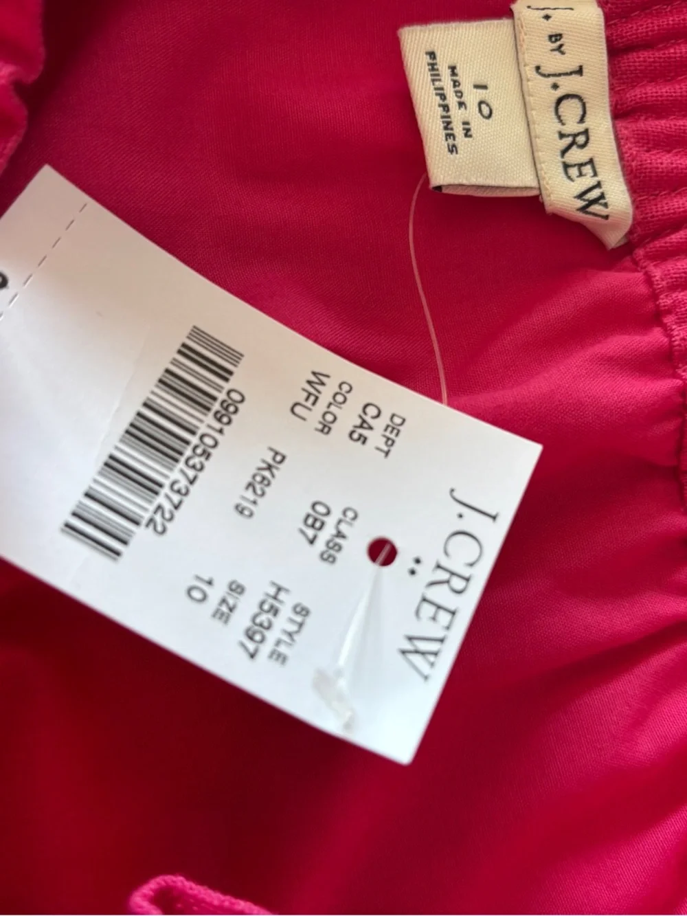 J. Crew Bright Pink Scalloped Mini Skirt Size 10 Elastic Waist Lined Linen - Picture 4 of 8